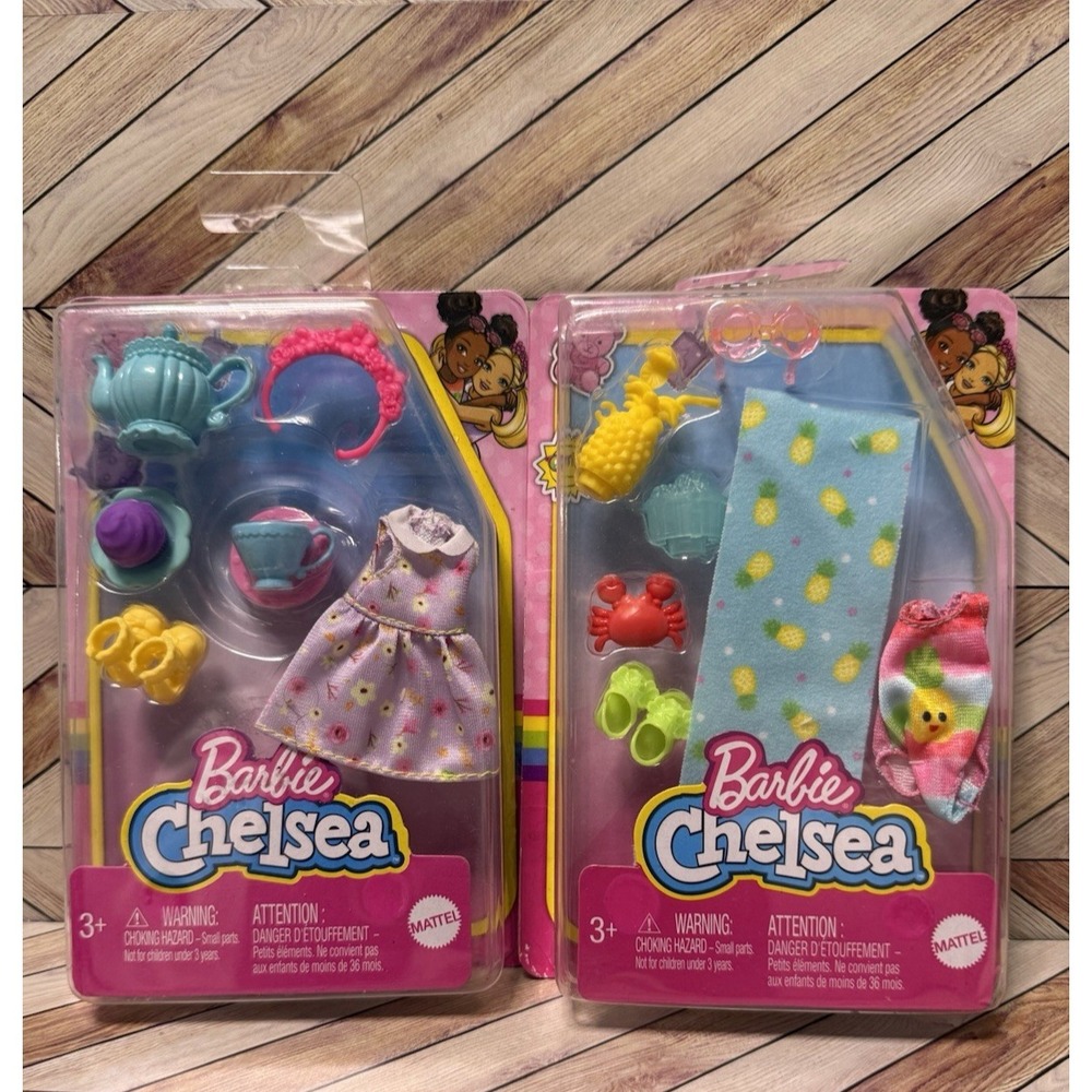 Barbie Chelsea Accessory Packs - Beach Party & Tea Party Themes